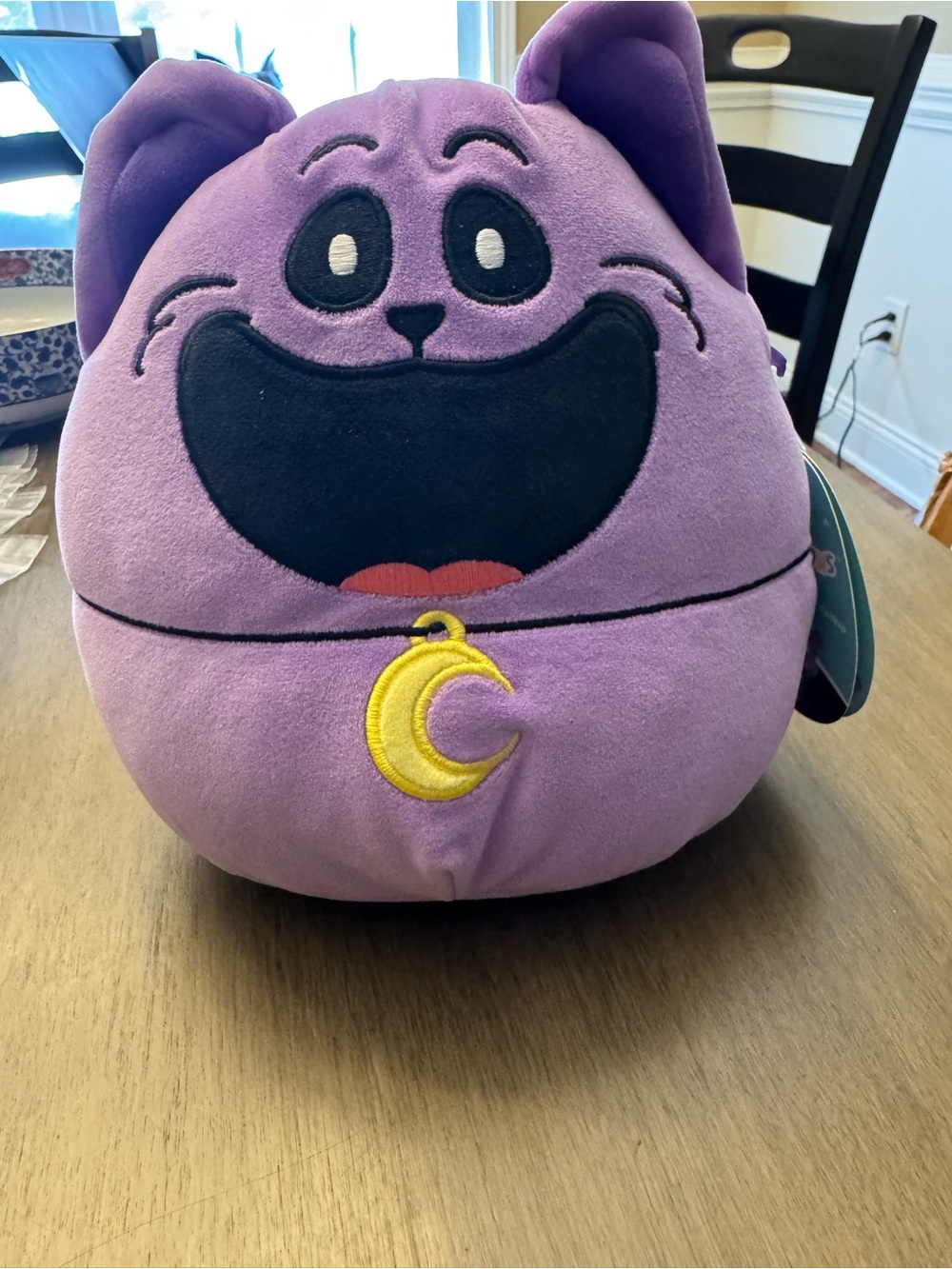 Squishmallows Purple Cat with Yellow Moon Charm